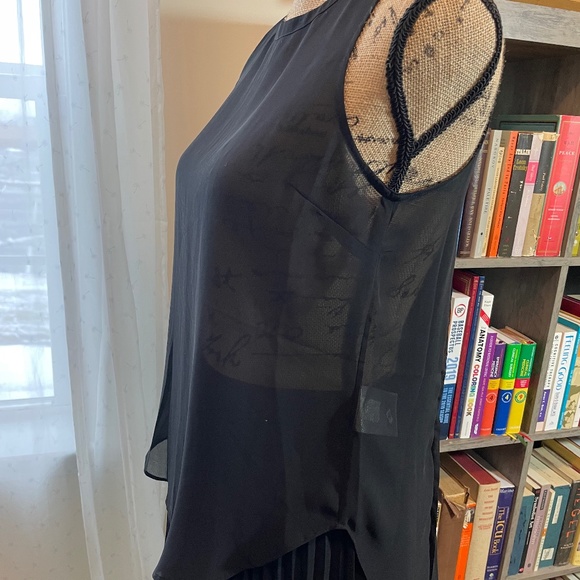 Banana Republic black sheer tunic top with pleated back - Picture 3 of 6